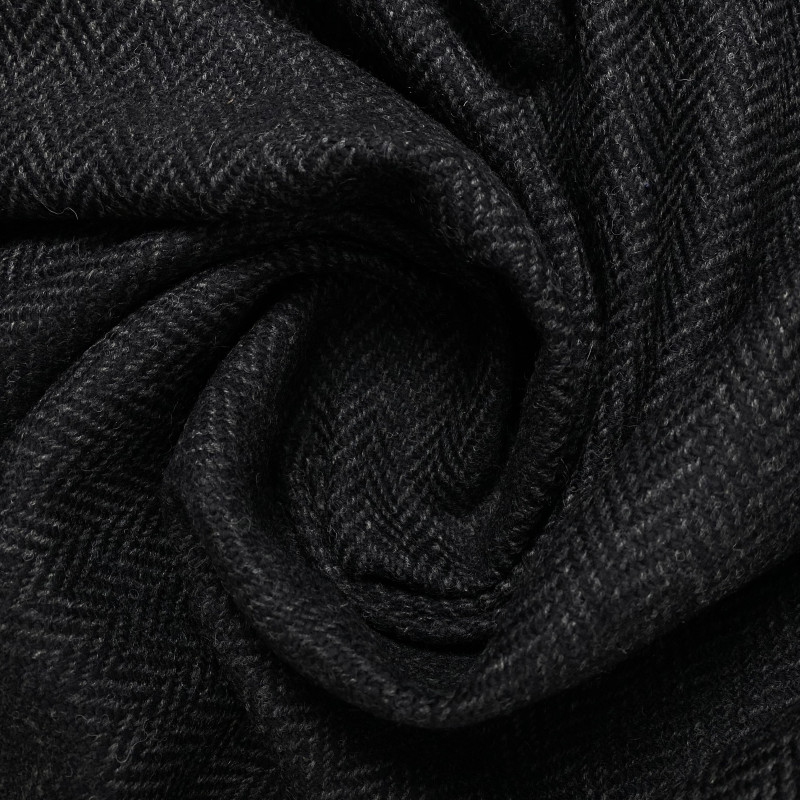 Wełna tweed płaszczowy w czarno-szarą jodełkę WV1834